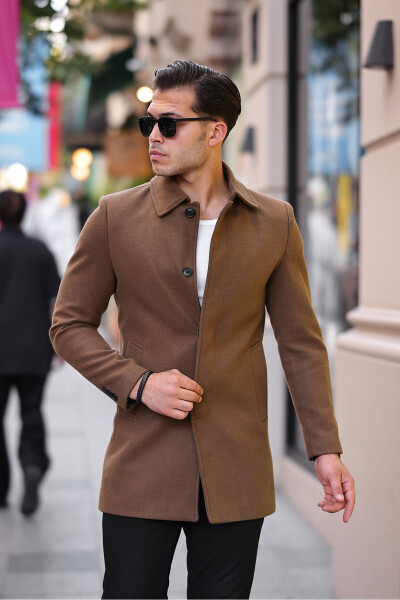 Men's Slim Fit Long Wool Coat - 3