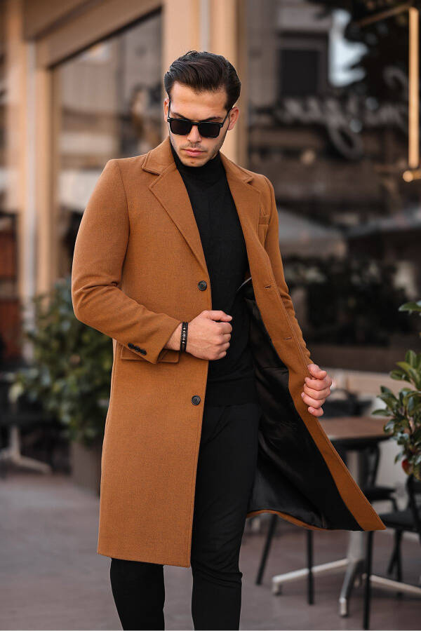 Men's Slim Fit Long Wool Coat - 7