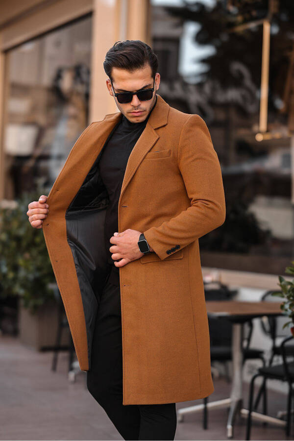 Men's Slim Fit Long Wool Coat - 1