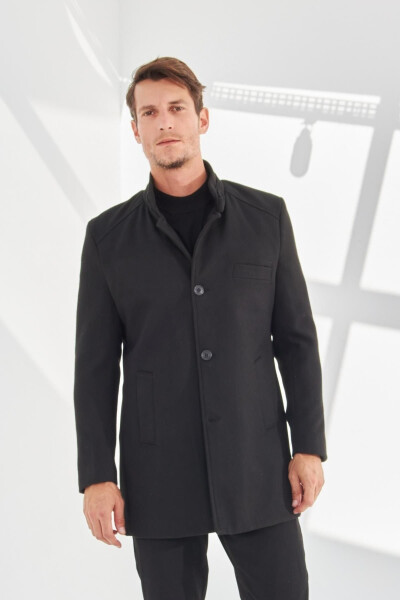 Men's Slim Fit Long Wool Coat - 4