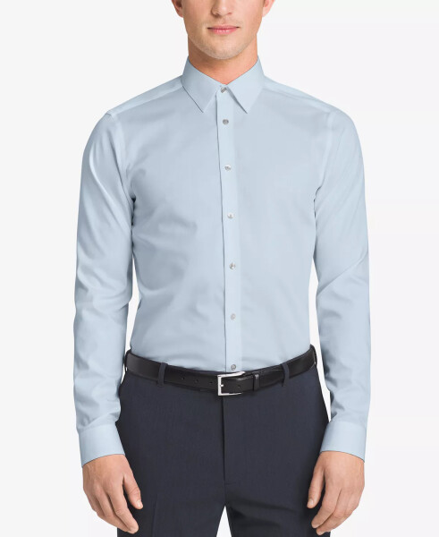 Men's Slim-Fit Non-Iron Herringbone Dress Shirt Blue - 2