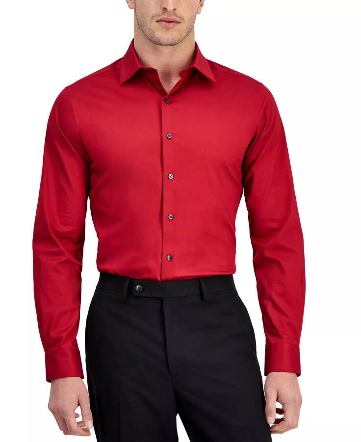 Men's Slim-Fit Temperature Regulating Dress Shirt, Created for Modazone Crimson Red - 1