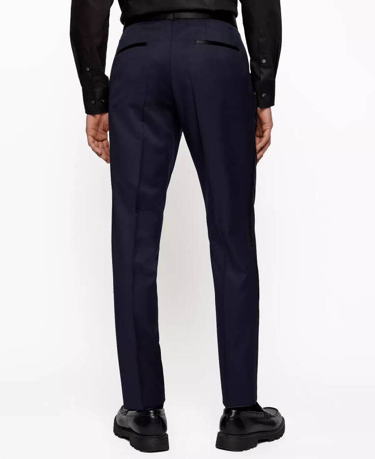 Men's Slim-Fit Tuxedo Trousers Dark Blue - 2