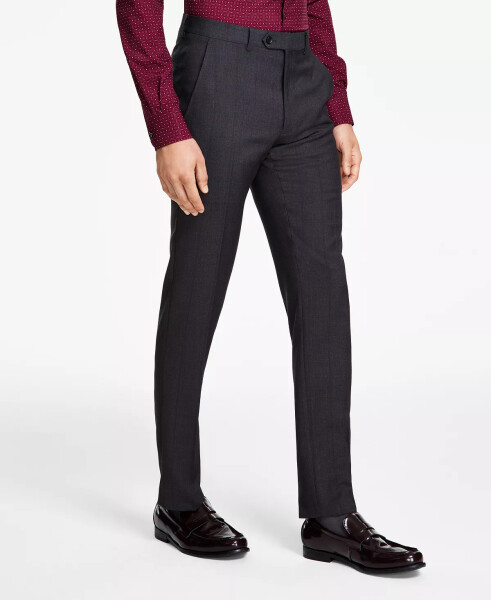 Men's Slim-Fit Windowpane Check Suit Pants, Created for Modazone Grey/burgundy - 2