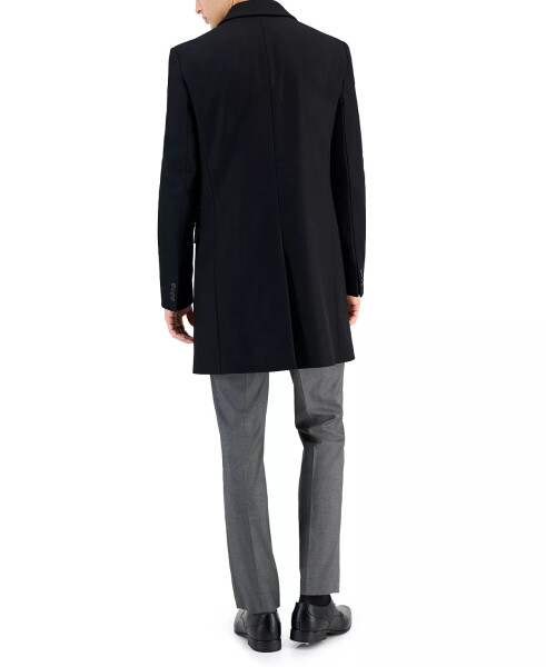 Men's Slim-Fit Wool Classic Black Overcoat Black - 2