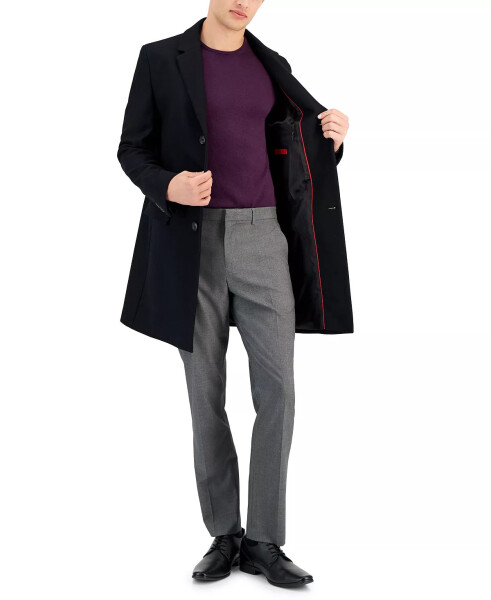 Men's Slim-Fit Wool Classic Black Overcoat Black - 3