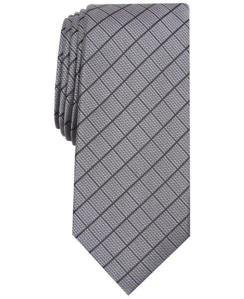 Men's Slim Grid Tie, Created for Modazone Charcoal - 1