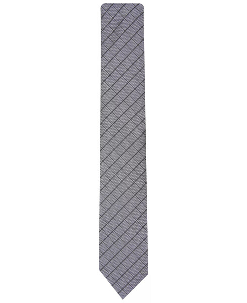 Men's Slim Grid Tie, Created for Modazone Charcoal - 2