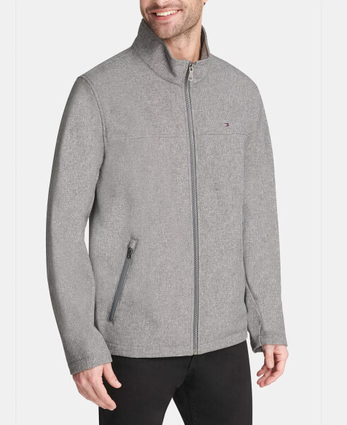 Men's Soft-Shell Classic Zip-Front Jacket Heather Gray - 3