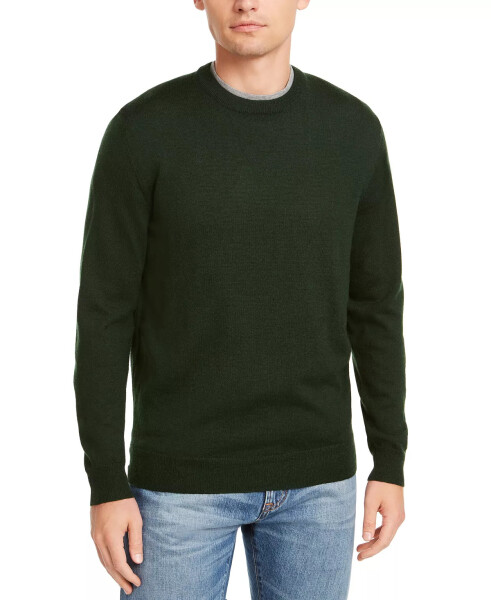 Men's Solid Crew Neck Merino Wool Blend Sweater, Created for Modazone Ivy League - 1