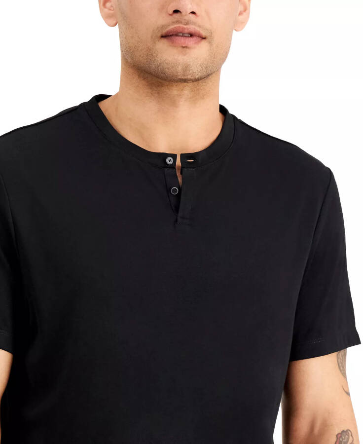 Men's Solid Henley, Created for Modazone Deep Black - 3