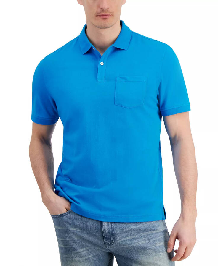 Men's Solid Jersey Polo with Pocket, Created for Modazone Electric Sea - 1