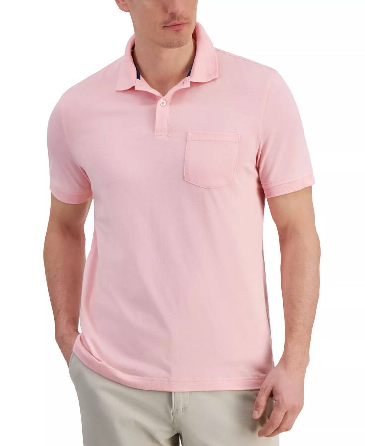 Men's Solid Jersey Polo with Pocket, Created for Modazone Pink Streak - 1