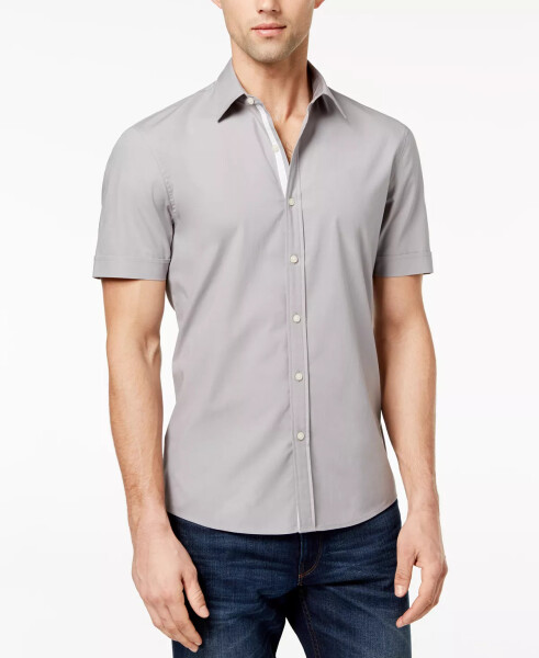 Men's Solid Stretch Button-Front Shirt Alloy Gray - 1