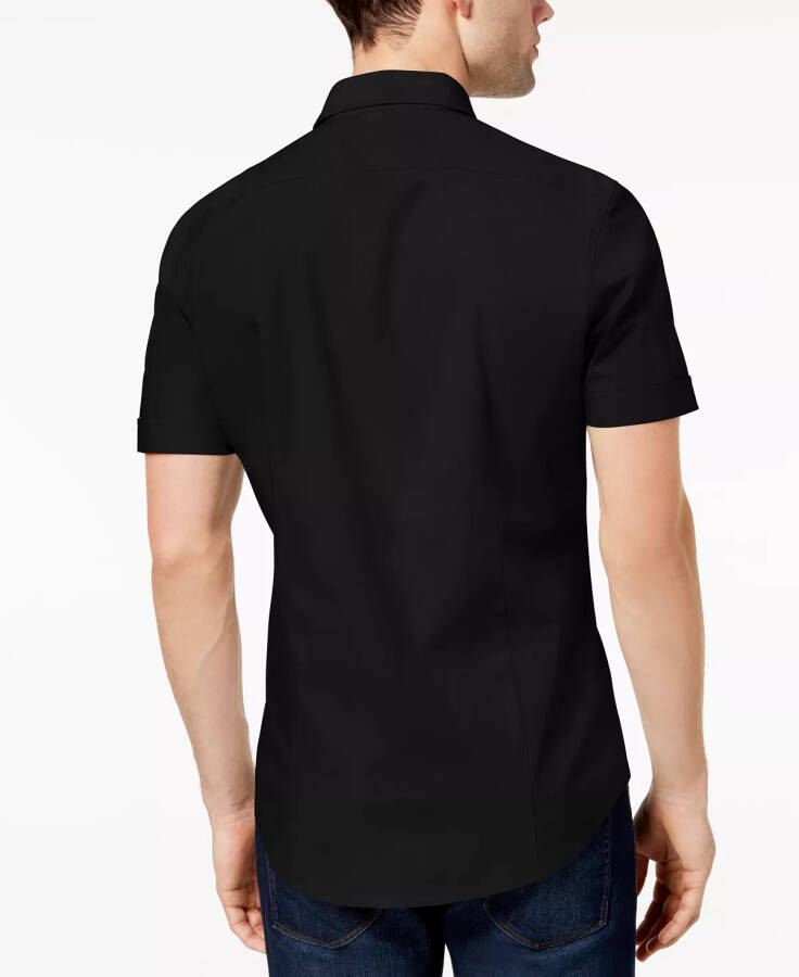 Men's Solid Stretch Button-Front Shirt Black - 2