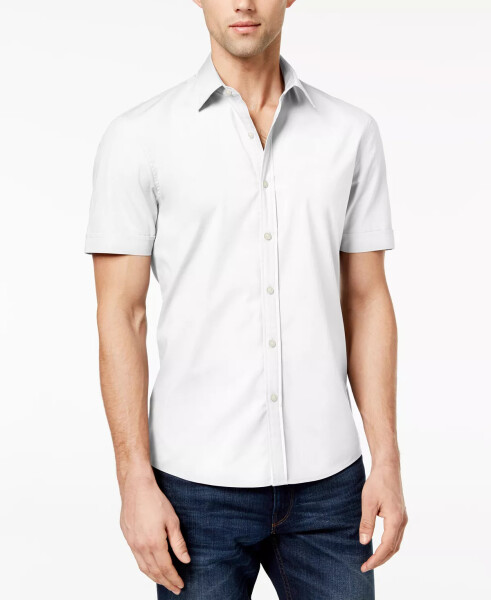 Men's Solid Stretch Button-Front Shirt White - 1