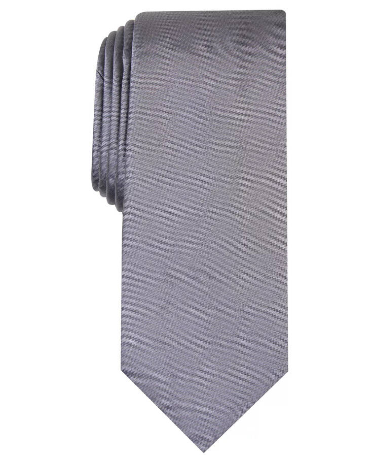 Men's Solid Texture Slim Tie, Created for Modazone Charcoal - 1