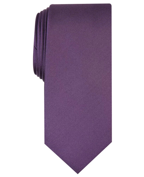 Men's Solid Texture Slim Tie, Created for Modazone Eggplant - 1