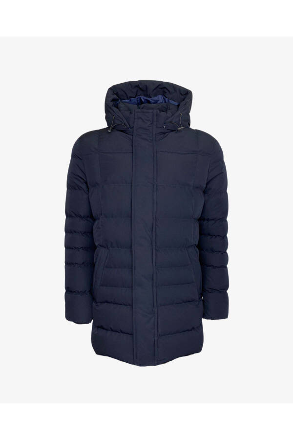 Men's Sporty Hooded Long Coat - 2