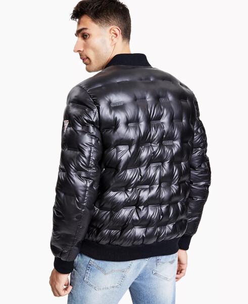 Men's Stamp Quilt Puffer Bomber Jacket Black - 2