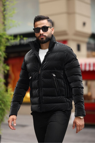 Men's Stand Collar Puffer Jacket Winter Coat Waterproof - 4