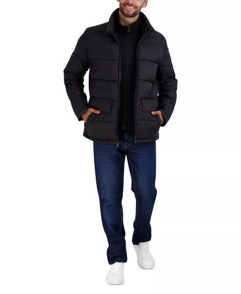 Men's Stand Collar Puffer Jacket with Bib Black - 2