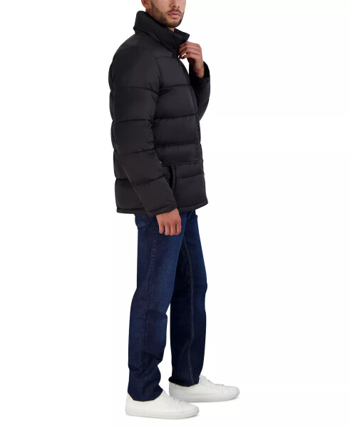 Men's Stand Collar Puffer Jacket with Bib Black - 3