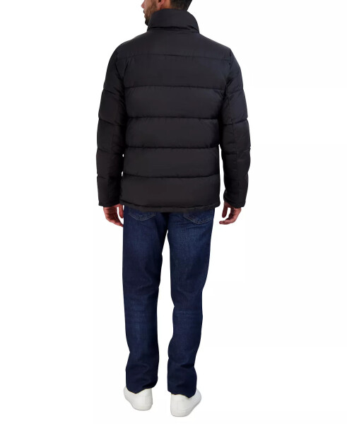 Men's Stand Collar Puffer Jacket with Bib Black - 4