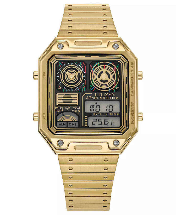 Men's Star Wars C-3PO Ana-Digi Gold-Tone Stainless Steel Bracelet Watch 33mm Gold-tone - 1