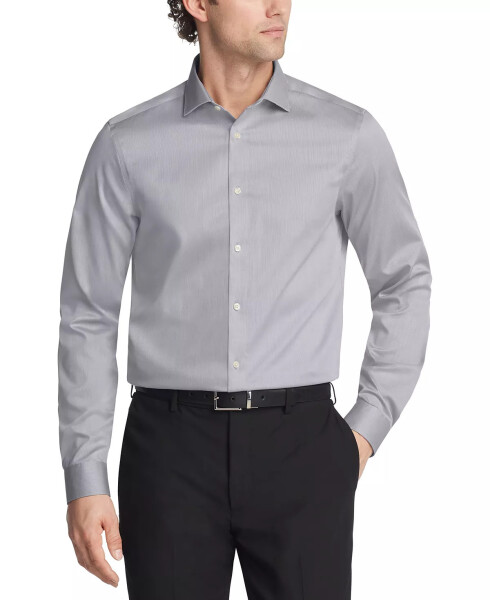 Men's Steel Plus Slim Fit Modern Pin Cord Dress Shirt Grey - 1