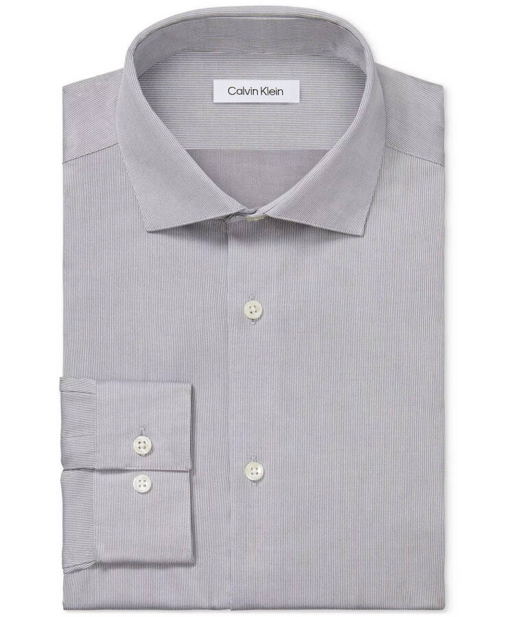 Men's Steel Plus Slim Fit Modern Pin Cord Dress Shirt Grey - 3