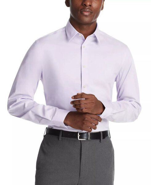 Men's Steel Plus Slim Fit Modern Pin Cord Dress Shirt Lilac - 1