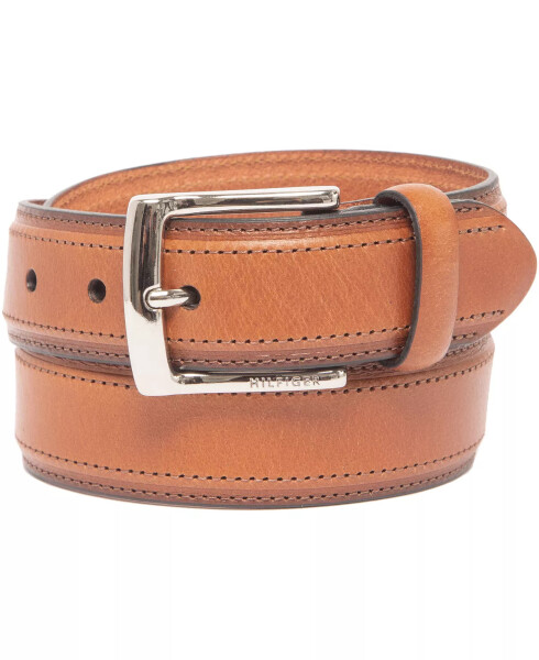 Men’s Stitched Classic Dress Casual Belt Cognac - 8