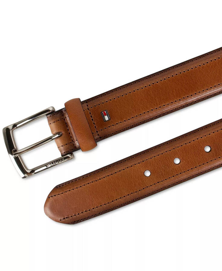 Men’s Stitched Classic Dress Casual Belt Cognac - 11