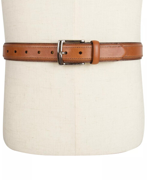 Men’s Stitched Classic Dress Casual Belt Cognac - 12