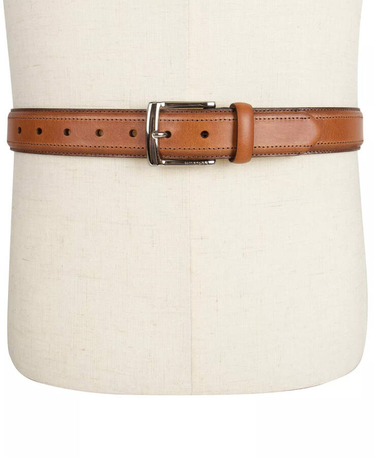 Men’s Stitched Classic Dress Casual Belt Cognac - 12