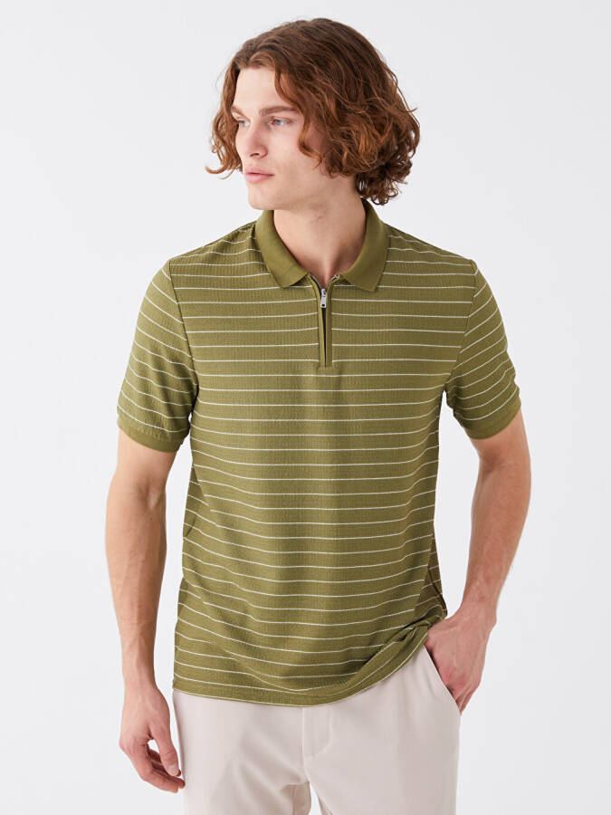 Men's Striped Short Sleeve Polo Shirt - 2