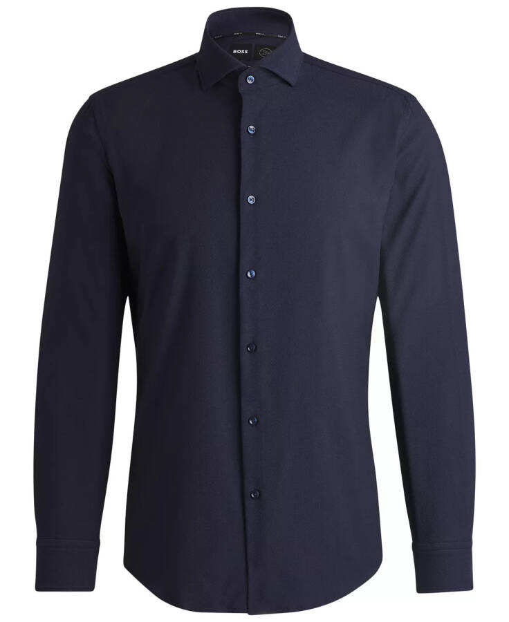 Men's Structured Performance Slim-Fit Dress Shirt Dark Blue - 2