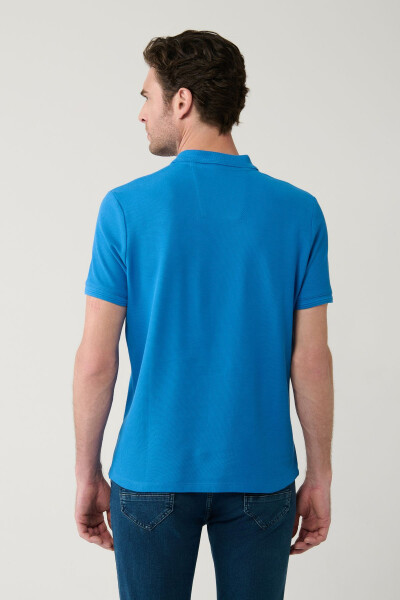 Men's Teal 100% Cotton Quick Dry Regular Fit Non-Wrinkle Polo Collar T-shirt B001032 - 9