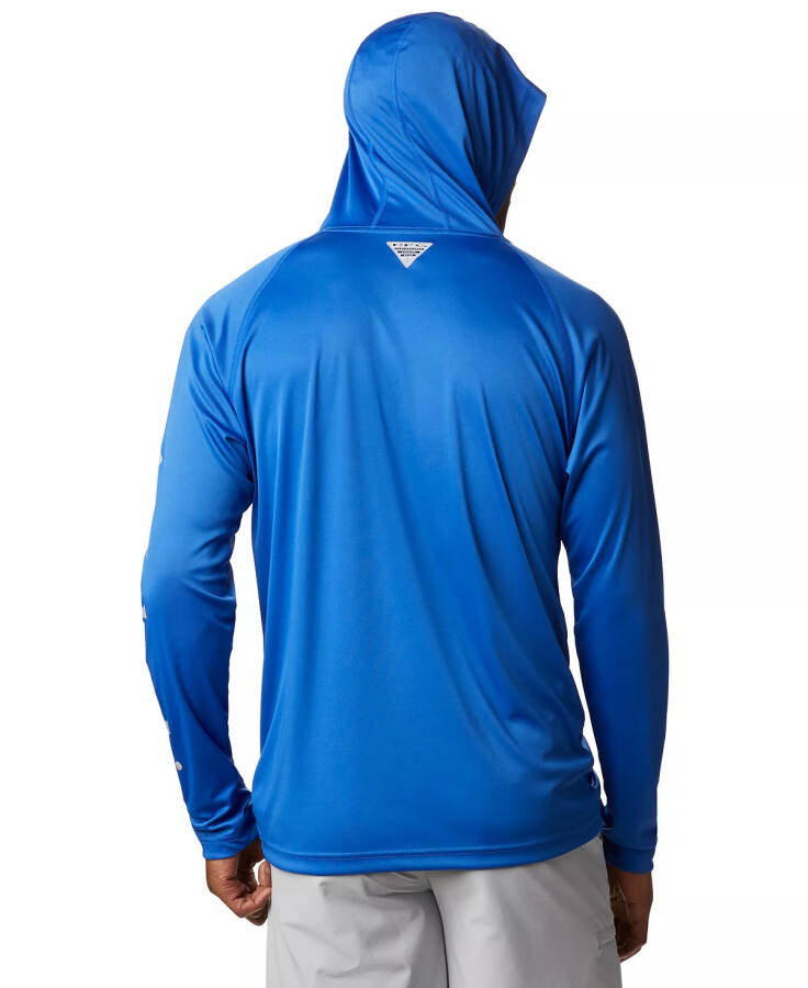 Men's Terminal Tackle UPF 50 Hoodie Vivid Blue, Cool Grey Logo - 4