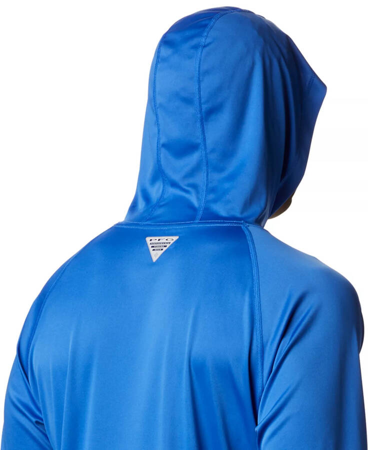 Men's Terminal Tackle UPF 50 Hoodie Vivid Blue, Cool Grey Logo - 5