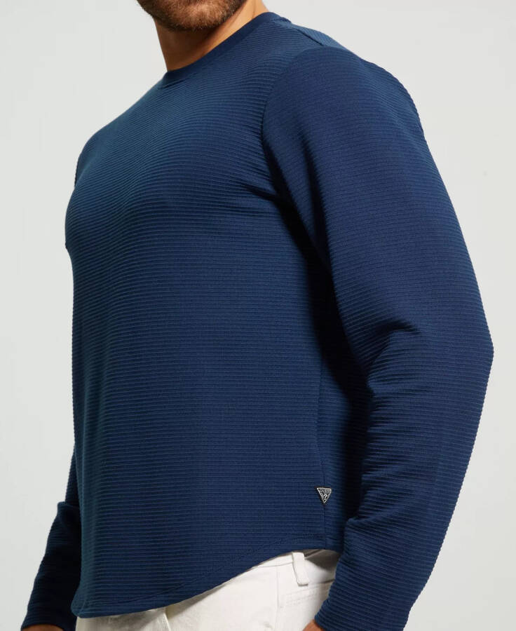 Men's Textured Long-Sleeve T-shirt Silk Blue - 3