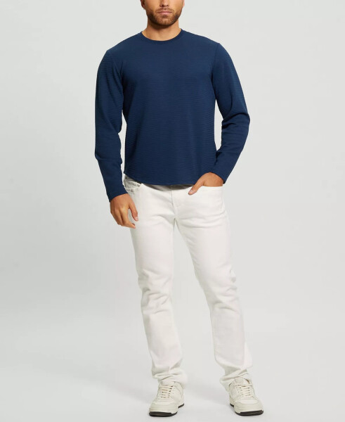 Men's Textured Long-Sleeve T-shirt Silk Blue - 4