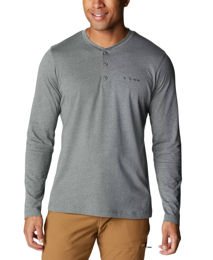 Men's Thistletown Hills Logo Graphic Long-Sleeve Tech Henley City Grey Heather - 1