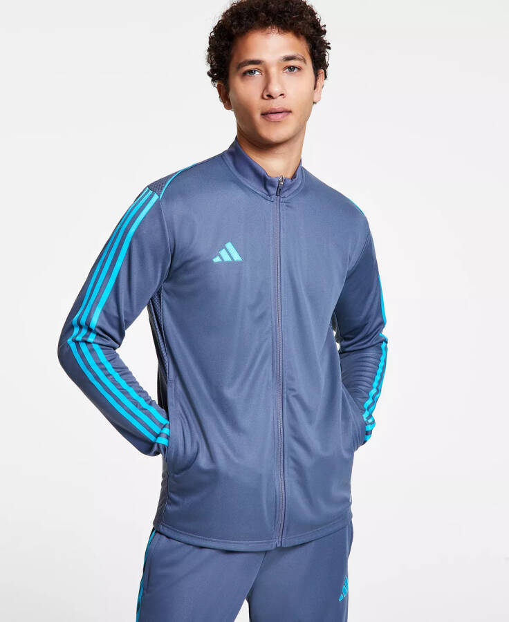 Men's Tiro 23 Slim-Fit Performance 3-Stripes Track Jacket Team Onix / Lucid Cyan - 4