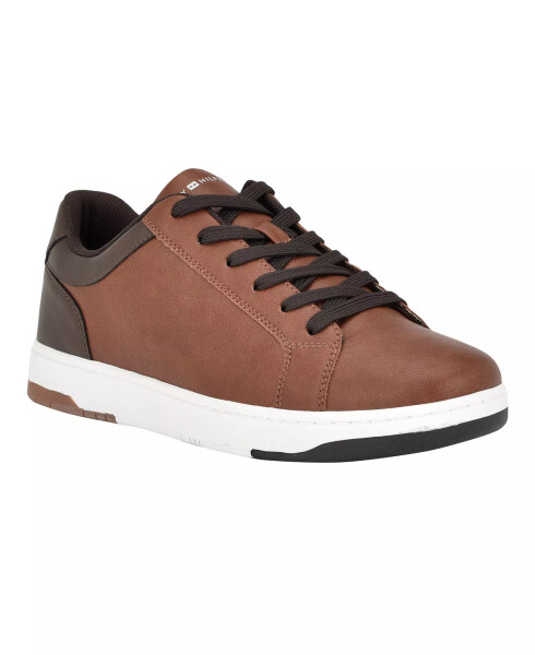 Men's Trapeze Lace Up Low Top Sneakers Cognac, Dark Brown - 1