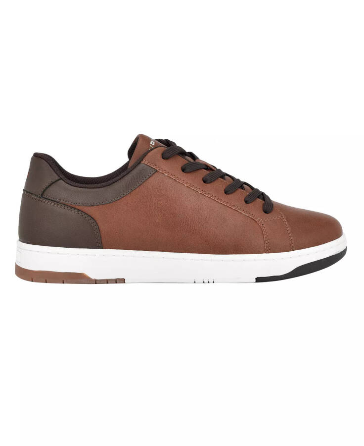 Men's Trapeze Lace Up Low Top Sneakers Cognac, Dark Brown - 2