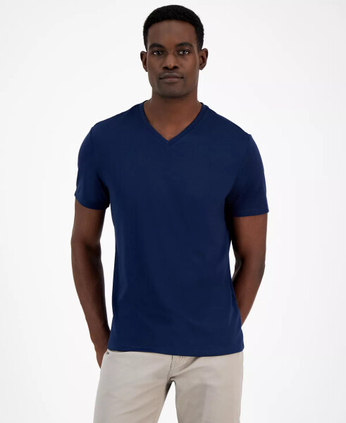 Men's Travel Stretch V-Neck T-Shirt, Created for Modazone Neo Navy - 1