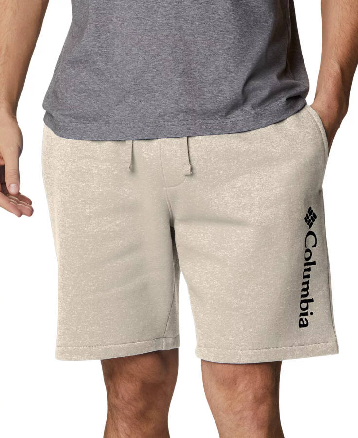 Men's Trek Relaxed-Fit Stretch Logo-Print Fleece Shorts Charcoal Heather - 1