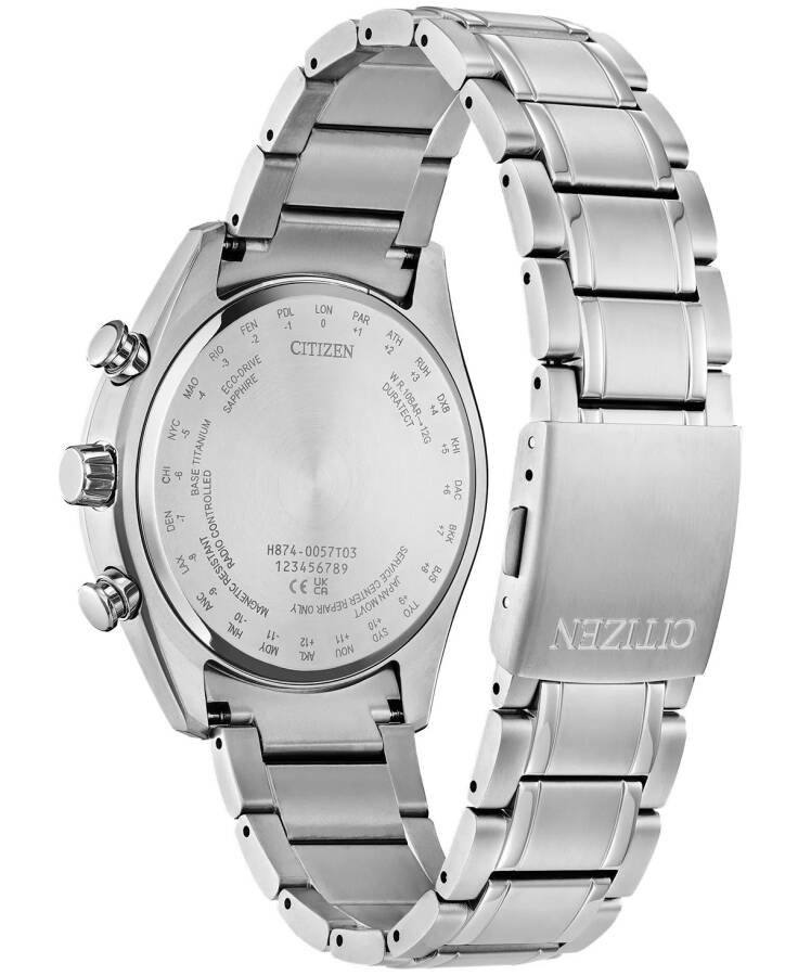 Men's Tsuki-yomi A-T Chronograph Sport Luxury Eco-Drive Silver-Tone Titanium Bracelet Watch 43mm Silver-tone - 4